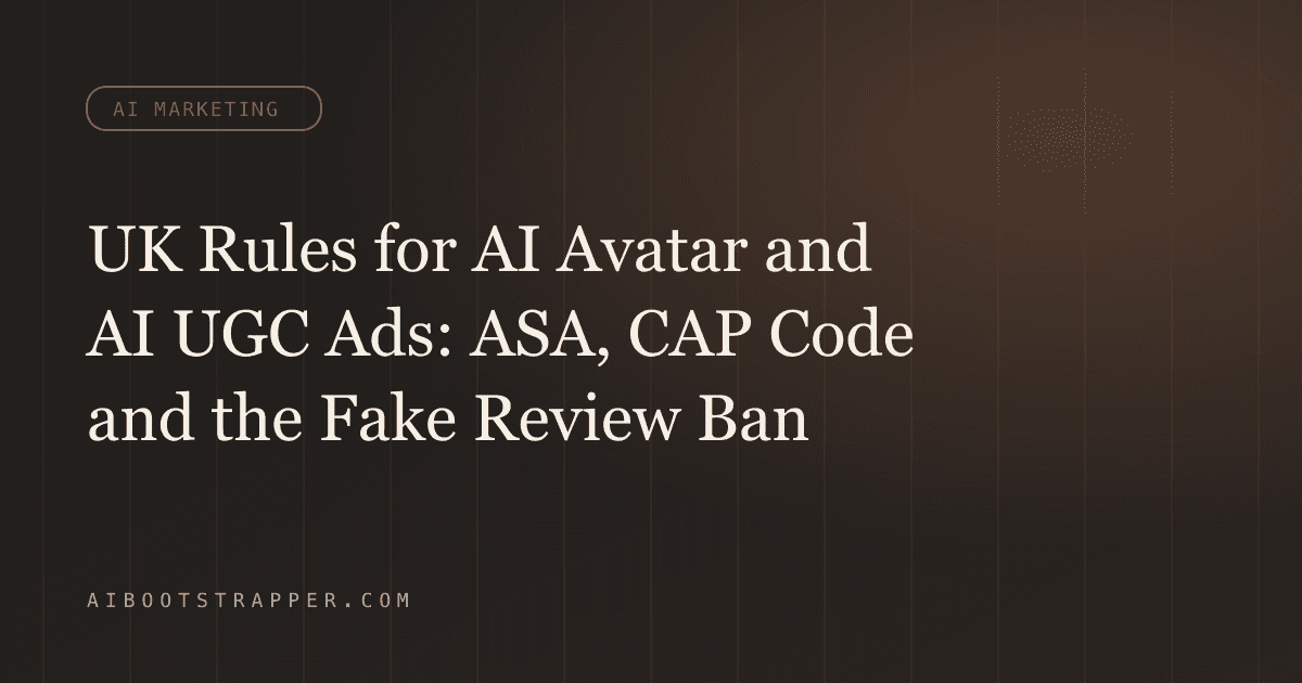 UK Rules for AI Avatar and AI UGC Ads in 2026: What the ASA, CAP Code and DMCC Fake-Review Ban Actually Require